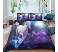 UNRXJZLVM Magical Unicorn 3D Printed Microfiber Duvet Cover Bedroom Decor Unicorn Bedding Set Soft Breathable Gift for Home Super king（260x220cm）