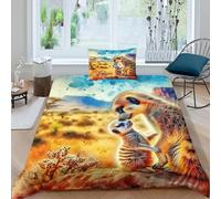 UNRXJZLVM Meerkat Duvet Cover 3 PCS Hotel Quality Quilt Cover Bedding Sets with Pillowcases, Zipper Closure, Hypoallergenic, Soft, Breathable Microfiber Single（135x200cm）