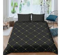 UNRXJZLVM Modern Grid 3D Printed Duvet Cover Microfiber Bedroom Decor Black Geometric Bedding Set Soft Breathable Adult Home Gift Double（200x200cm）