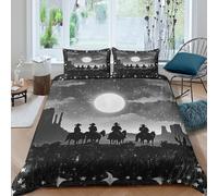 UNRXJZLVM Moonlit Riders 3D Printed Duvet Cover Microfiber Bedroom Decor Night Horse Bedding Set for Adults Teens Soft Breathable Home Double（200x200cm）