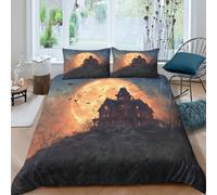 UNRXJZLVM Mysterious Night 3D Printed Castle Duvet Cover Microfiber Bedroom Decor Fantasy Bedding Set for Adults Soft Breathable Double（200x200cm）