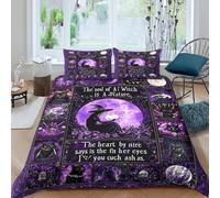 UNRXJZLVM Mysterious Witch Pattern 3D Printed Duvet Cover Microfiber Bedroom Decor Witchy Bedding Set Soft Breathable for Adults Home Gift Super king（260x220cm）