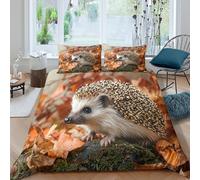 UNRXJZLVM Nature Inspired 3D Printed Hedgehog Duvet Cover Microfiber Bedroom Decor Hedgehog Bedding Set Soft Breathable for Adults Teens Single（135x200cm）