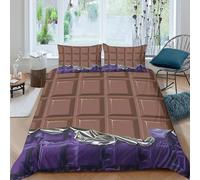 UNRXJZLVM Novelty 3D Printed Chocolate Pattern Microfiber Duvet Cover Set, Bedroom Decor Chocolate Bedding, Soft Breathable for Adults Teens Super king（260x220cm）