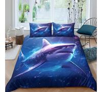 UNRXJZLVM Ocean Style 3D Printed Shark Duvet Cover Microfiber Bedroom Decor Shark Bedding Set Soft Breathable for Adults Teens Home Double（200x200cm）