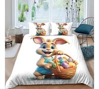 UNRXJZLVM Playful Cartoon 3D Printed Bunny Duvet Cover Microfiber Bedroom Decor Easter Bunny Bedding Set Soft Breathable for Adults Teens Double（200x200cm）