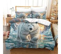 UNRXJZLVM Polar Bear Duvet Cover Set 3 PCS Hotel Quality Quilt Cover Bedding with Pillowcases, Zipper Closure, Breathable, Stylish Comforter Super King(260x220cm)