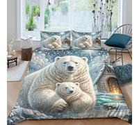 UNRXJZLVM Polar Bear Duvet Cover Sets 3 PCS Hotel Quality Quilt Cover Bed Sets with Pillowcases, Zipper Closure, Ultra Soft, Anti-Allergic Microfiber King(220x240cm)