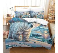 UNRXJZLVM Polar Bear Duvet Cover Sets 3 PCS Hotel Quality Quilt Cover Bed Sets with Pillowcases, Zipper Closure, Ultra Soft, Hypoallergenic Microfiber Super King(260x220cm)
