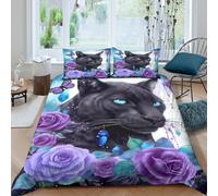 UNRXJZLVM Purple Cat Print Bedding Set Microfiber Teen Room Decor