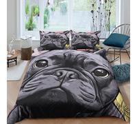 UNRXJZLVM Realistic 3D Printed Pug Duvet Cover Microfiber Bedding Set Soft Bedroom Decor Dog Lovers Quilt Set for Adults Teens Super king（260x220cm）