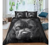 UNRXJZLVM Realistic Black Dog 3D Printed Duvet Cover Microfiber Bedroom Decor Fierce Dog Bedding Set Soft Breathable for Home Use King（220x240cm）