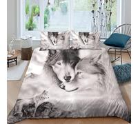 UNRXJZLVM Realistic Wolf 3D Printed Duvet Cover Microfiber Bedroom Decor Wolf Bedding Set for Adults Soft Breathable Double（200x200cm）