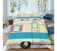 UNRXJZLVM Retro Camper 3D Printed Duvet Cover Microfiber Bedroom Decor Caravan Bedding Set Breathable Soft for Adults Teens Double（200x200cm）