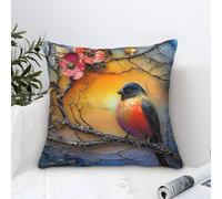 UNRXJZLVM Robin Cushion Cover 1 Pack Decorative Machine Washable Pillowcases Square Cushions with Invisible Zipper Cushion Covers for Sofa Car Bed Outdoor Decor Throw Pillow Cases 45x45cm