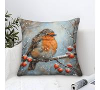 UNRXJZLVM Robin Cushion Cover 1 Pack Decorative Machine Washable Pillowcases Square Pillow Cases with Invisible Zipper Cushion Covers for Living Room Sofa Couch Bed Throw Pillow Cases 50x50cm