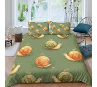 UNRXJZLVM Snail Print 3D Microfiber Bedding Set Green Kids Teens Room