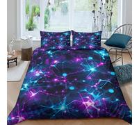 UNRXJZLVM Starry 3D Printed Duvet Cover Microfiber Bedding Set for Adults Bedroom Decor Celestial Bedding Soft Breathable All-Season Single（135x200cm）