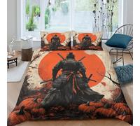UNRXJZLVM Sunset Samurai 3D Printed Microfiber Duvet Cover Bedroom Decor Samurai Bedding Set for Adult Home Super king（260x220cm）
