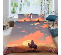 UNRXJZLVM Sunset Scenery 3D Printed Duvet Cover Microfiber Bedroom Decor Western Cowboy 3D Printing Bedding Set Soft Breathable for Adults Home Gift Single（135x200cm）