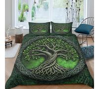 UNRXJZLVM Tree of Life Artistic 3D Printed Duvet Cover Microfiber Bedroom Decor Green Tree Bedding Set for Adults Home Gift Soft Breathable King（220x240cm）