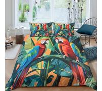 UNRXJZLVM Tropical Parrot 3D Duvet Cover Microfiber Bedding Teens