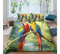 UNRXJZLVM Tropical Parrot Print Duvet Cover Set Teens Dorm Microfiber