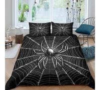 UNRXJZLVM Unique Style 3D Printed Spider Web Duvet Cover Microfiber Bedroom Decor Black Spider Bedding Set for Adults Soft Breathable Super king（260x220cm）
