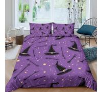 UNRXJZLVM Unique Witch Hat 3D Printed Duvet Cover Microfiber Bedroom Decor Magic Style Bedding Set Soft for Adults Teens King（220x240cm）
