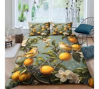 UNRXJZLVM Vintage Bird Orange Duvet Cover Set 3D Microfiber Gift Bedding