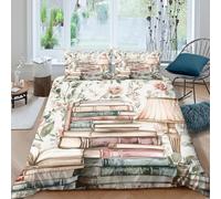 UNRXJZLVM Vintage Books 3D Bedding Set Microfiber Soft Student Room Decor