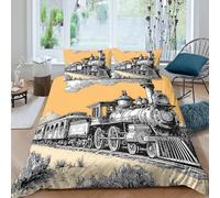UNRXJZLVM Vintage Train Bedding Set 3D Print Microfiber Student Decor