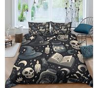 UNRXJZLVM Vintage Witch 3D Printed Duvet Cover Microfiber Magical Bedroom Decor Mysterious Wizard Bedding Set for Adults Teens King（220x240cm）
