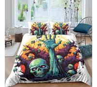 UNRXJZLVM Vintage Zombie Style 3D Printed Duvet Cover Microfiber Bedroom Decor Horror Bedding Set for Adults Teens Soft Breathable Gift Super king（260x220cm）