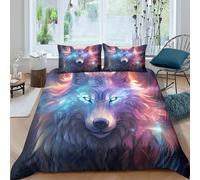 UNRXJZLVM Vivid Wolf Pattern 3D Printed Microfiber Duvet Cover Soft Bedroom Decor Animal Bedding Set Breathable for Home Super king（260x220cm）