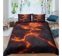 UNRXJZLVM Volcanic Lava 3D Printed Microfiber Duvet Cover Bedroom Decor Magma Bedding Set Soft Breathable for Adults Single（135x200cm）