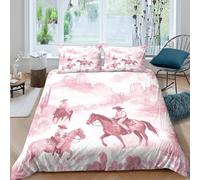 UNRXJZLVM Western Cowboy Theme 3D Printed Duvet Cover Microfiber Soft Bedding Set Horse Bedroom Decor for Adults Teens King（220x240cm）