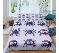 UNRXJZLVM Whimsical 3D Printed Cartoon Spider Duvet Cover Microfiber Bedroom Decor Spider Bedding Set for All Ages Soft Breathable Super king（260x220cm）