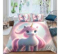 UNRXJZLVM Whimsical Unicorn 3D Printed Microfiber Duvet Cover Bedroom Decor Magical Creature Bedding Set Soft Breathable for Adults Teens King（220x240cm）