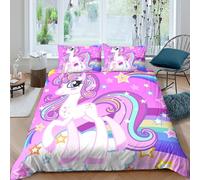 UNRXJZLVM Whimsical Unicorn 3D Printed Microfiber Duvet Cover for Adults Teens Bedroom Decor Unicorn Bedding Set Soft Breathable Multi-Purpose Super king（260x220cm）