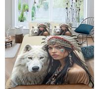 UNRXJZLVM Wild Wolf 3D Printed Duvet Cover Microfiber Bedroom Decor Animal-Style Bedding Set Breathable for Adults Super king（260x220cm）