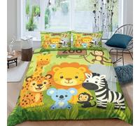 UNRXJZLVM Zoo Animals 3D Printed Duvet Cover Microfiber Bedroom Decor Animal Pattern Bedding Set Soft Breathable for Teen Adult Home Single（140x200cm）
