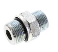 UNS 1''-14 x M27x2 Zinc plated Steel Double Nipple ORFS 400 Bar - Hydraulic