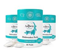 Unscented Dishwasher Pods by AspenClean, New and Improved Packaging, Zero Plastic, Vegan, Eco-Friendly, Natural Dishwasher Detergent, EWG Verified™ - 28 Count (3 Pack)