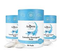 Unscented Laundry Pods by AspenClean, New and Improved Packaging, Zero Plastic, Non-Bio, Vegan, Hypoallergenic Natural Laundry Detergent, EWG Verified™ - 36 Count (3 Pack)