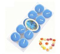 Unscented Long Burning Tealight Candles,Pressed Wax Candle Multicolor for Home Valentine's Day Christmas Holiday Decor, Smokeless Tealights for Parties, Weddings,10 Counts (Blue)