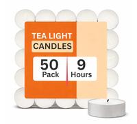 Unscented Maxi Tea Lights Candles White- Long-Lasting 9 Hour Burn Time-Smoke-Free Bright Flame -Ideal for Weddings, Events, Aromatherapy, Home Décor, and Emergency Use-Premium Quality (Pack of 50)