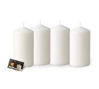 Unscented Pillar Candle Bundle: Wickford & Co Long Burning Candles - 35-Hour Burn Time - Includes ShopZee Safety Tips Guide (Unfragranced 4-Pack)