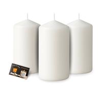 Unscented Pillar Candle Bundle: Wickford & Co Long Burning Candles - 35-Hour Burn Time - Includes ShopZee Safety Tips Guide (Unfragranced 3-Pack)