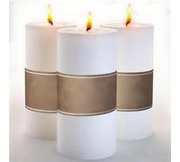 Unscented Pillar Candles Set, 3 Pack Smokeless Cotton Wick Candles for Wedding Church Restaurants Spa Smokeless Cotton Wick, 7,5 x 15 cm, White